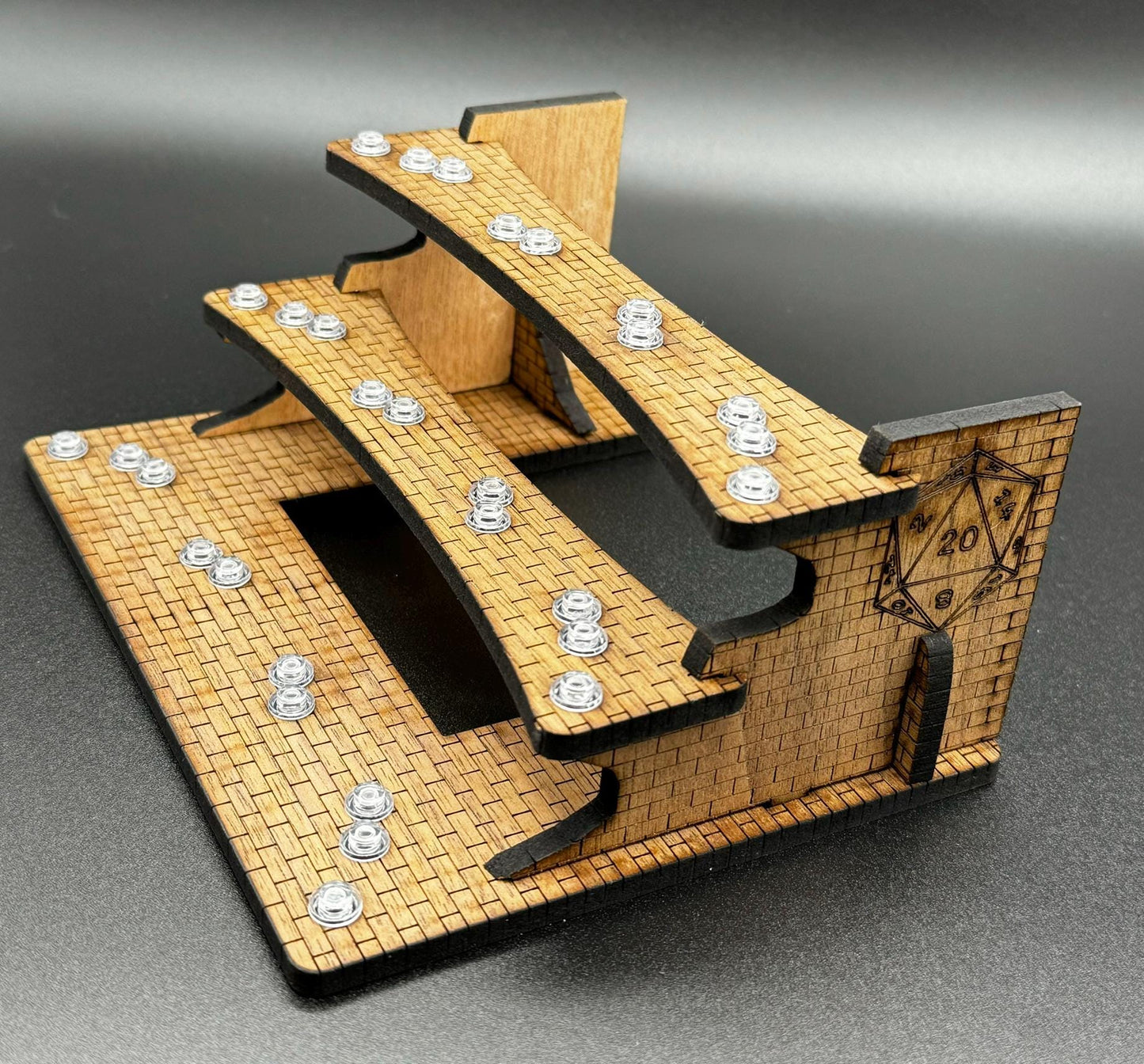 Wooden 12 Minifigure Display Stand designed for Lego® Dungeons & Dragons® Minifigure Series