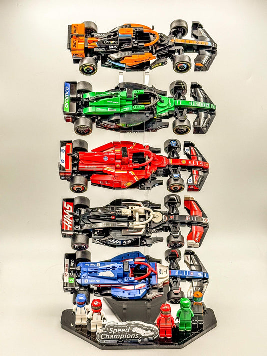 F1 Speed Champions Stand designed to work with LEGO® F1 Speed Champions cars