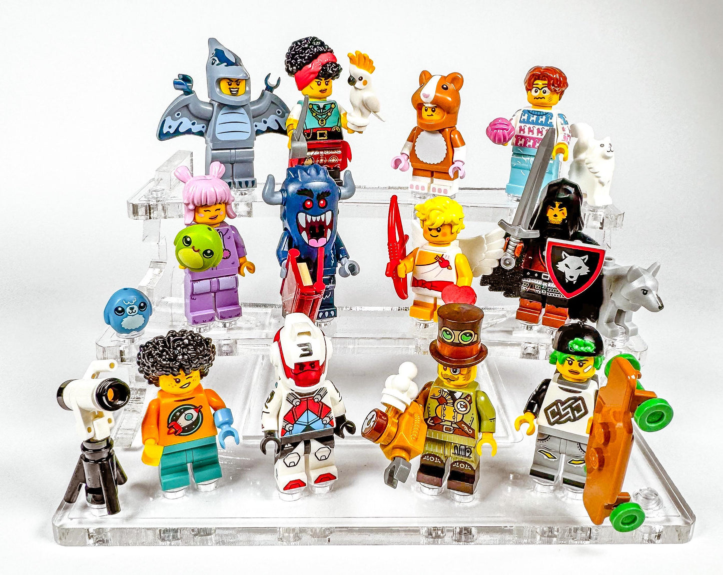 12 Minifigure Display Stand in Clear Acrylic for Lego® Minifigures