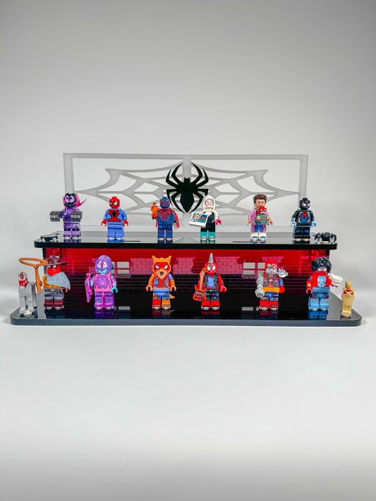 Minifigure Display Stand designed for LEGO® 71050 Spider-Man: Across the Spider-Verse Collectible Minifigure Series (2 Tier Stand)