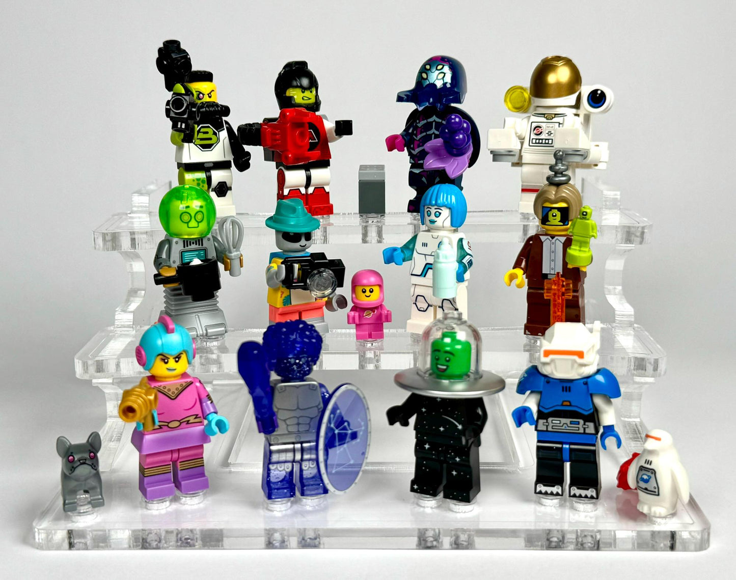 12 Minifigure Display Stand in Clear Acrylic for Lego® Minifigures