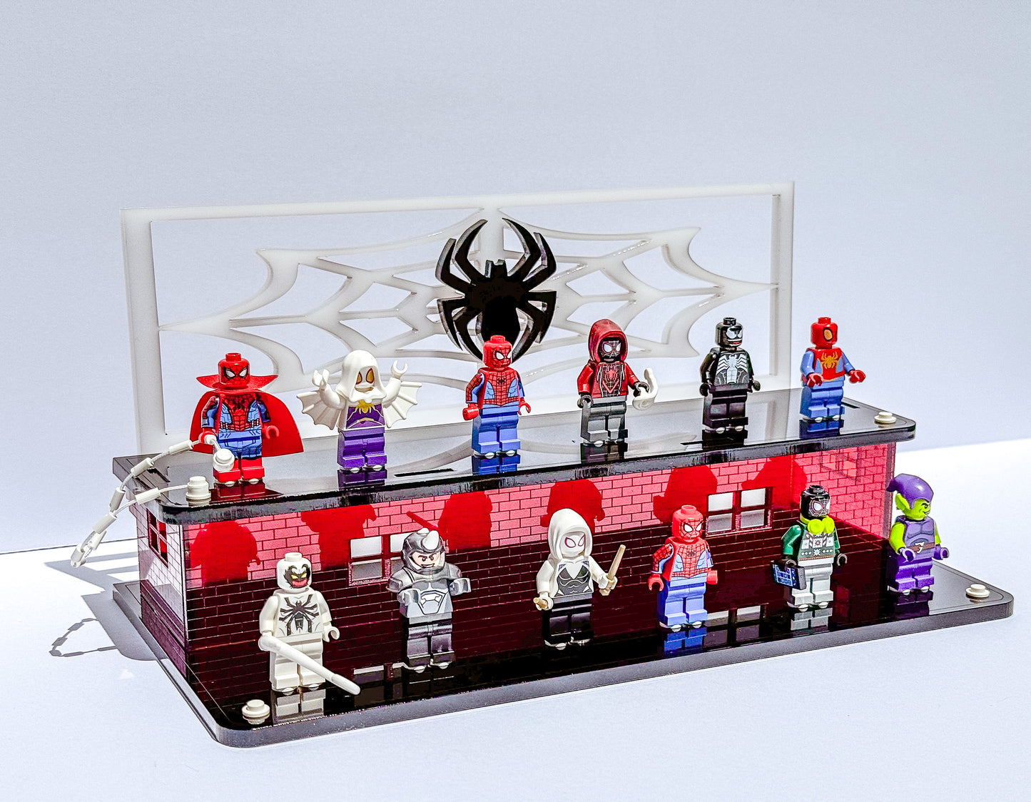 Minifigure Display Stand designed for LEGO® 71050 Spider-Man: Across the Spider-Verse Collectible Minifigure Series (2 Tier Stand)