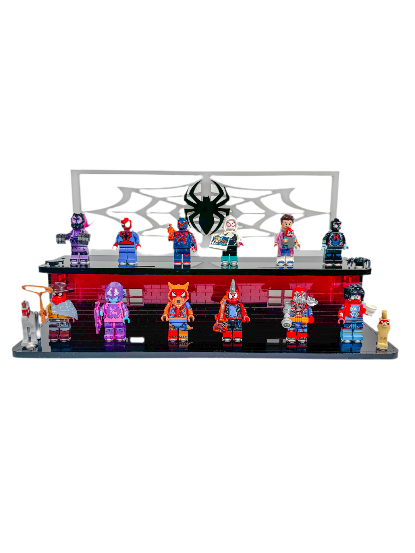 Minifigure Display Stand designed for LEGO® 71050 Spider-Man: Across the Spider-Verse Collectible Minifigure Series (2 Tier Stand)