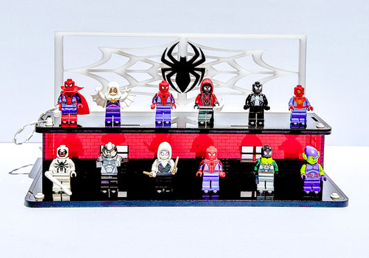 Minifigure Display Stand designed for LEGO® 71050 Spider-Man: Across the Spider-Verse Collectible Minifigure Series (2 Tier Stand)