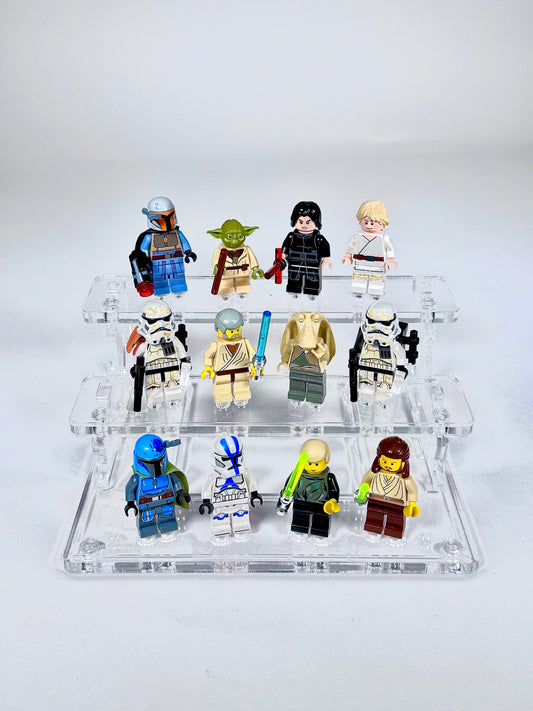 12 Minifigure Display Stand in Clear Acrylic for Lego® Minifigures