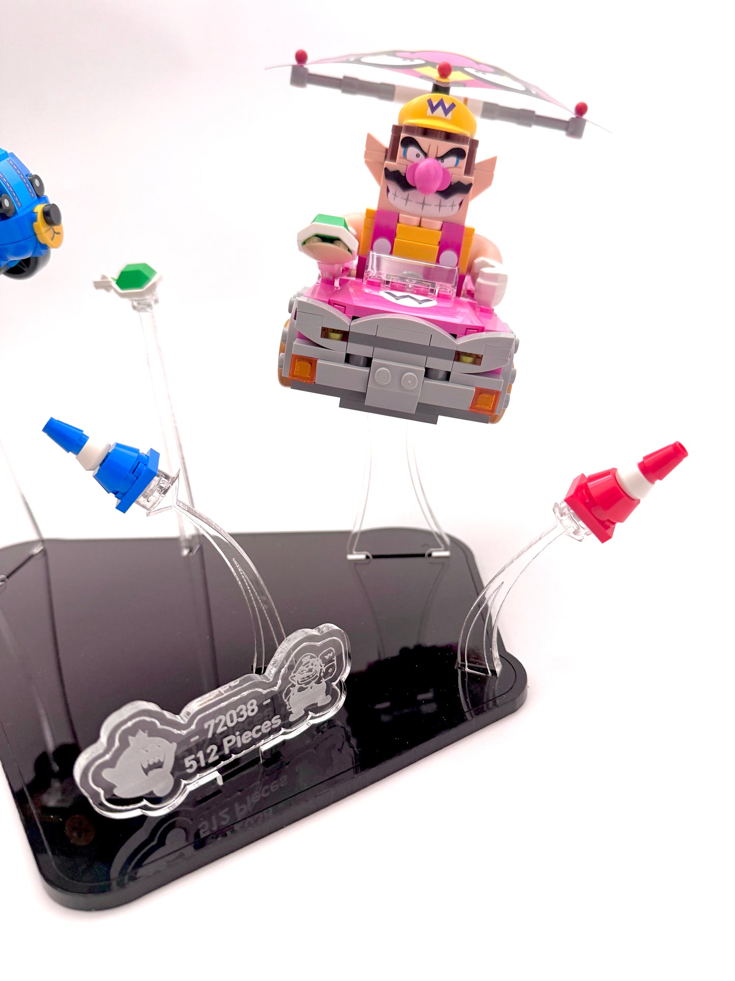 Display Stand for Mario Kart LEGO® set 72038 featuring King Boo and Wario