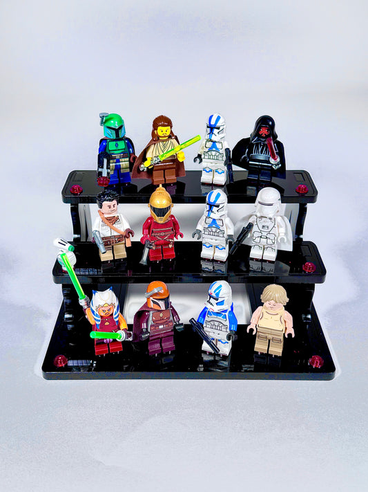 12 Minifigure Display Stand in Black Acrylic for Lego® Minifigures
