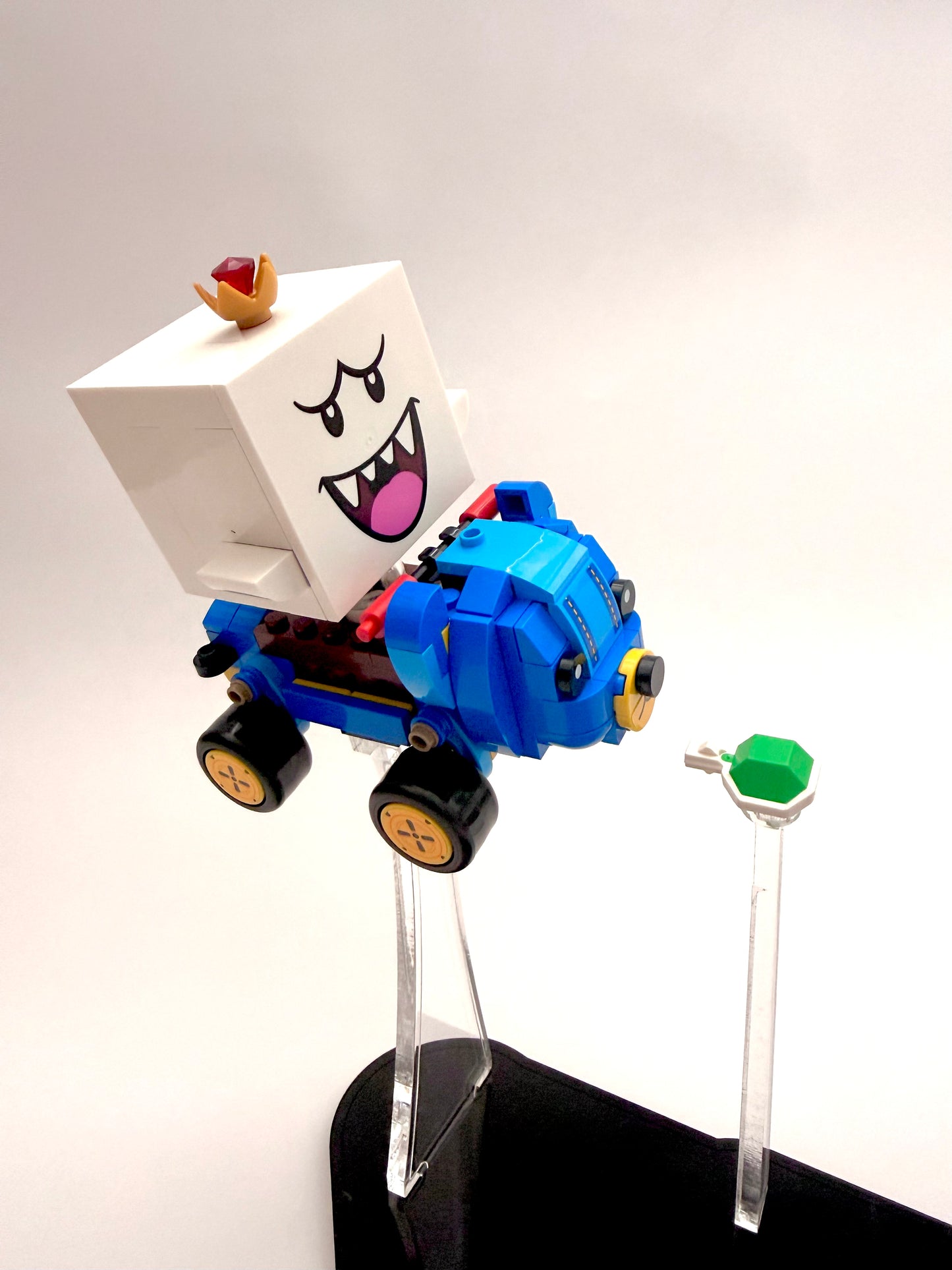 Display Stand for Mario Kart LEGO® set 72038 featuring King Boo and Wario