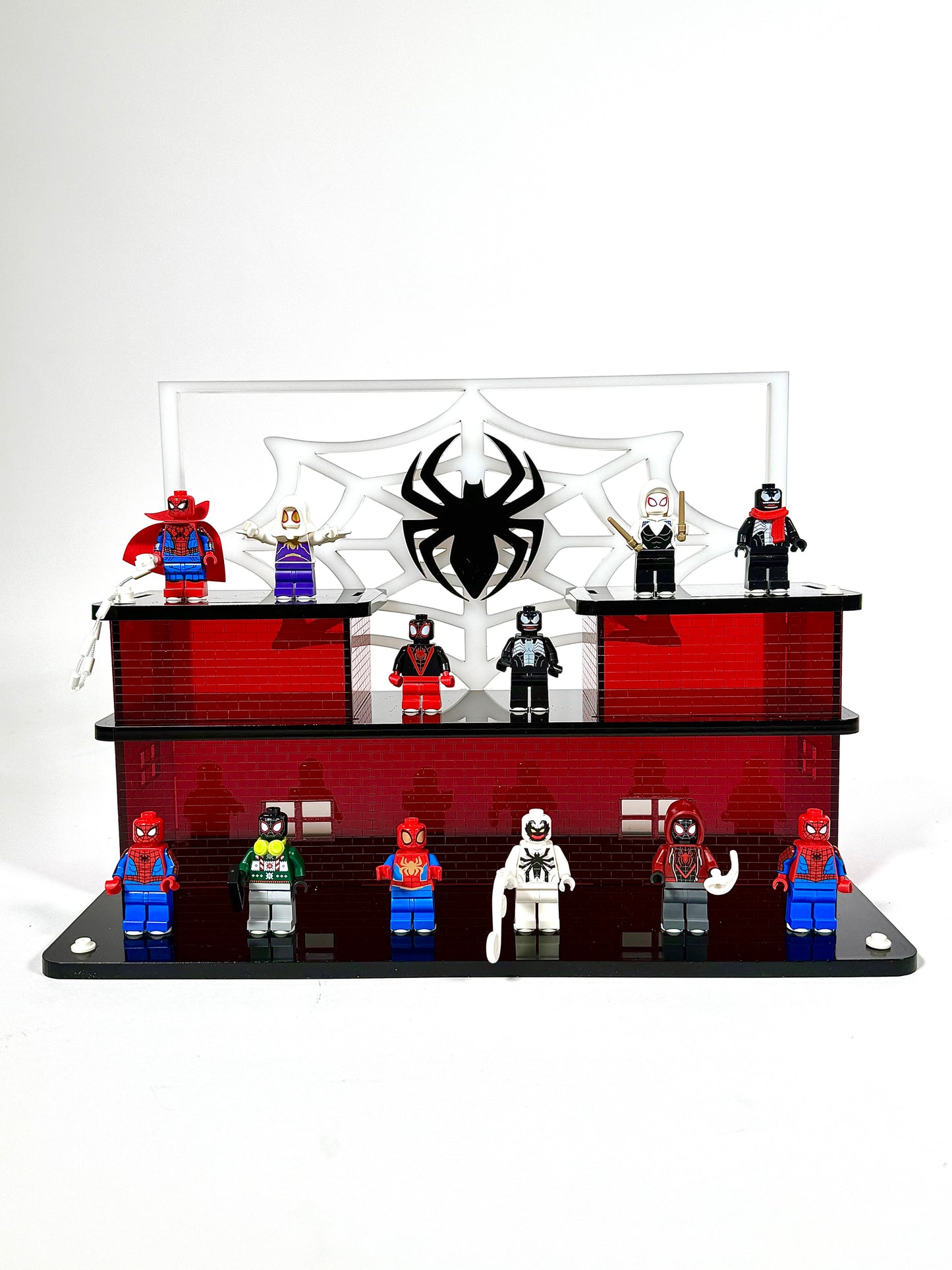 Minifigure Display Stand designed for LEGO® 71050 Spider-Man: Across the Spider-Verse Collectible Minifigure Series (3 Tier Stand)