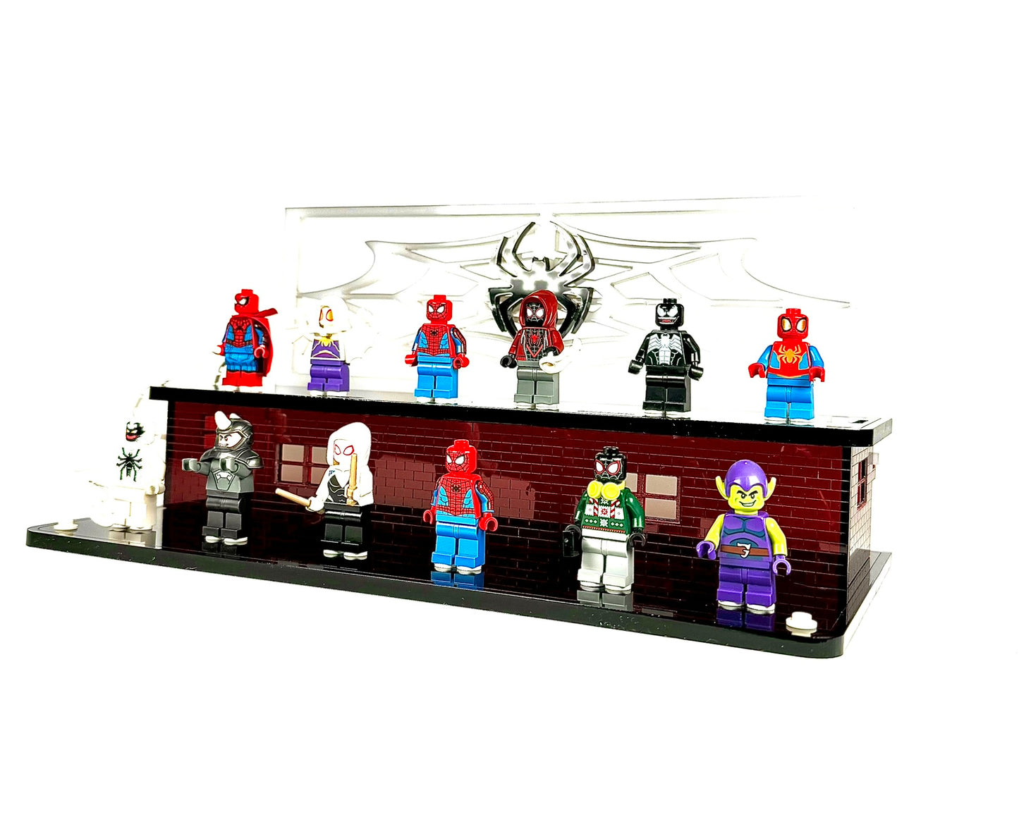Minifigure Display Stand designed for LEGO® 71050 Spider-Man: Across the Spider-Verse Collectible Minifigure Series (2 Tier Stand)